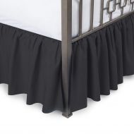 Scalasheets Sunrizer Bedding 800 Thread Count 21 Inch Drop Length Gathered Dust Ruffle Bed Skirt Twin Black Solid 100% Egyptian Cotton