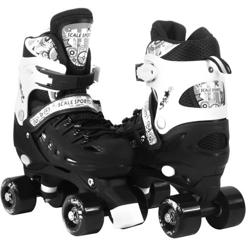  Scale Sports Adjustable Quad Roller Skates for Kids Size 13.5 Junior to 9 Adult