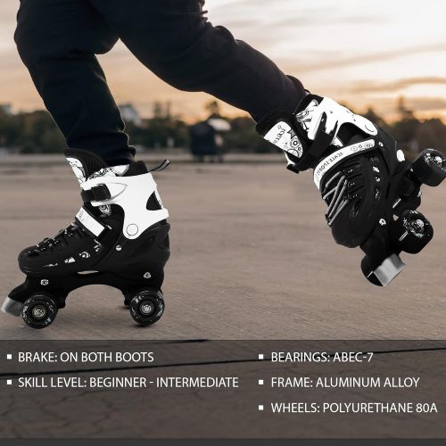  Scale Sports Adjustable Quad Roller Skates for Kids Size 13.5 Junior to 9 Adult
