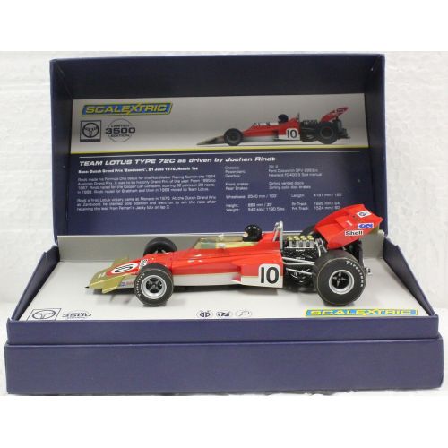 Scalextric C3542A Lotus 72C F1 Jochen Rindt, #10 Limited Edition 132 Slot Car