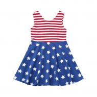 Scamper scamper Summer Toddler Baby Girls 4th of July Stars and Stripe Print Patriotic Dress Clothes for Holiday Red