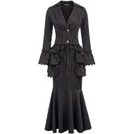 Scarlet Darkness Women 3pcs Set Vintage Victorian Costume Edwardian Dress Suit Coat+Skirt+Apron