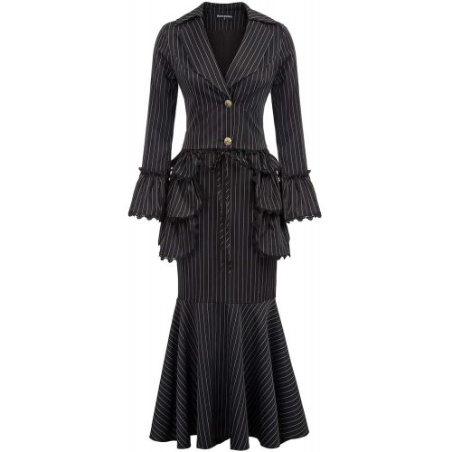  할로윈 용품Scarlet Darkness Women 3pcs Set Vintage Victorian Costume Edwardian Dress Suit Coat+Skirt+Apron