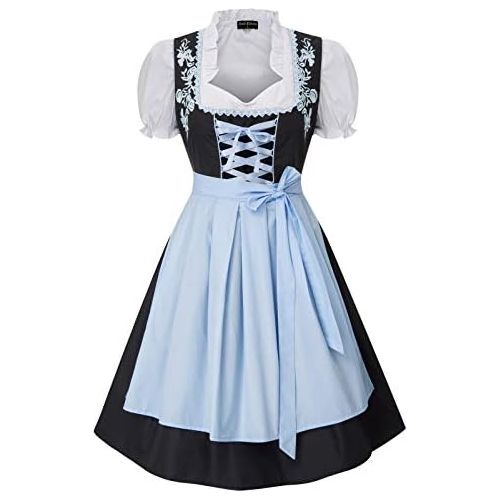  할로윈 용품SCARLET DARKNESS Women German Oktoberfest Costumes 3 Pcs Bavarian Dirndl Dresses