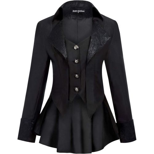  할로윈 용품Scarlet Darkness Womens Gothic Jacket Vampire Riding Tail Coat Renaissance Costume False 2pcs