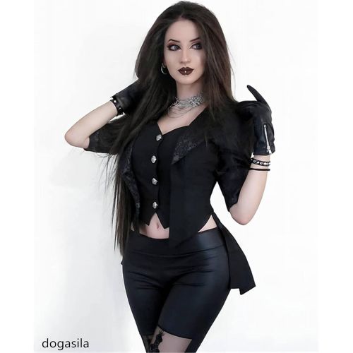  할로윈 용품Scarlet Darkness Womens Gothic Jacket Vampire Riding Tail Coat Renaissance Costume False 2pcs
