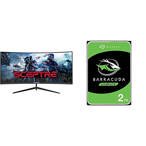  Sceptre 30-inch Curved Gaming Monitor, Metal Black & Seagate Barracuda 2TB Internal Hard Drive HDD ? 3.5 Inch SATA 6Gb/s 7200 RPM 256MB Cache 3.5-Inch ? Frustration Free Packaging