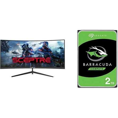  Sceptre 30-inch Curved Gaming Monitor, Metal Black & Seagate Barracuda 2TB Internal Hard Drive HDD ? 3.5 Inch SATA 6Gb/s 7200 RPM 256MB Cache 3.5-Inch ? Frustration Free Packaging