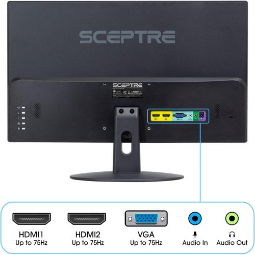  [아마존베스트]Sceptre E248W-19203R 24 Ultra Thin 75Hz 1080p LED Monitor 2x HDMI VGA Build-in Speakers, Metallic Black 2018