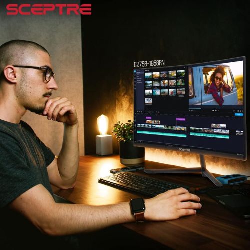  [아마존베스트]Sceptre Curved 27 Gaming Monitor up to 185Hz DisplayPort 144Hz HDMI Edge-Less AMD FreeSync Premium, Build-in Speakers Machine Black (C275B-1858RN)
