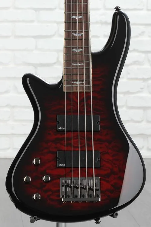 Schecter Stiletto Extreme 5 Left-handed Bass Guitar - Black Cherry