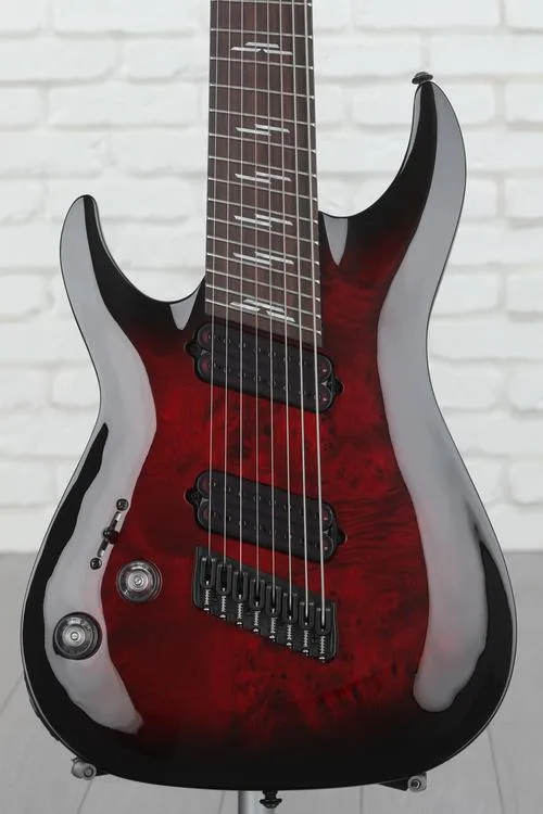 Schecter Omen Elite-8 Multiscale Left-handed 8-string Electric Guitar - Black Cherry Burst