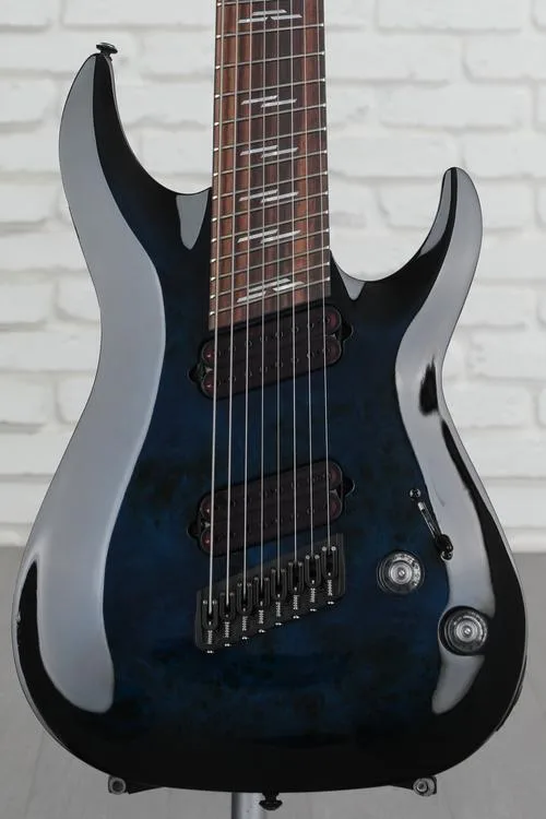 Schecter Omen Elite-8 Multiscale 8-string Electric Guitar - See Through Blue Burst