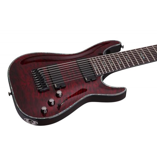  Schecter 1781 9-String Solid-Body Electric Guitar, Black Cherry