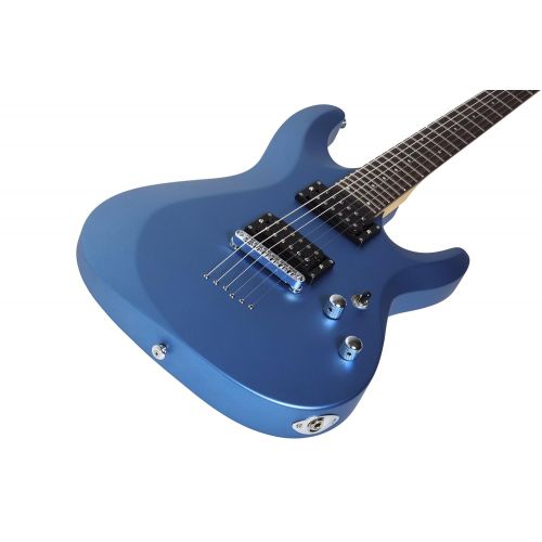  Schecter 431 C-6 Deluxe Solid-Body Electric Guitar, Satin Metallic Light Blue