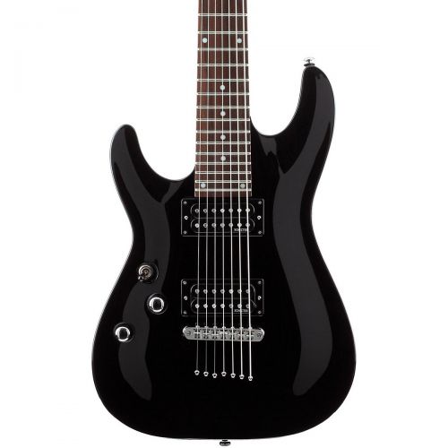  Schecter Guitar Research},description:With sonics and features that rival guitars costing twice the bucks, the Schecter Omen-7 is an incredible value.Maple neck and basswood bodyMa