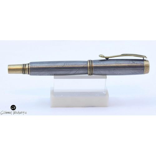  Schimmel Woodworks Handmade Schimmel Pen, Real Handmade Damascus Steel fountain pen & rollerball pen, Comes in gift box tuned and tested nib of your choice!!