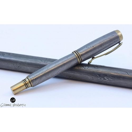  Schimmel Woodworks Handmade Schimmel Pen, Real Handmade Damascus Steel fountain pen & rollerball pen, Comes in gift box tuned and tested nib of your choice!!