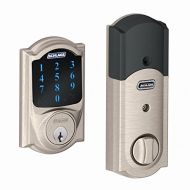 Schlage Lock Company Schlage Z-Wave Connect Camelot Touchscreen Deadbolt with Built-In Alarm, Satin Nickel, BE469 CAM 619, Works with Alexa via SmartThings, Wink or Iris