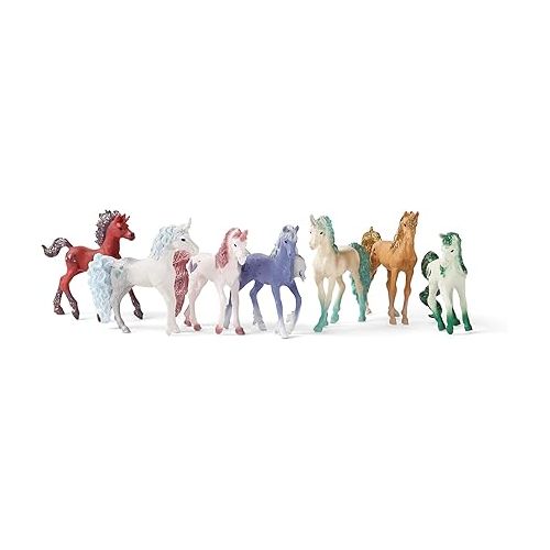  Schleich bayala 7-Piece Gemstone Collectible Unicorn Toy Set with 7 Unique Toy Unicorn Collectibles