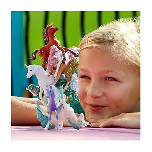  Schleich bayala 7-Piece Gemstone Collectible Unicorn Toy Set with 7 Unique Toy Unicorn Collectibles