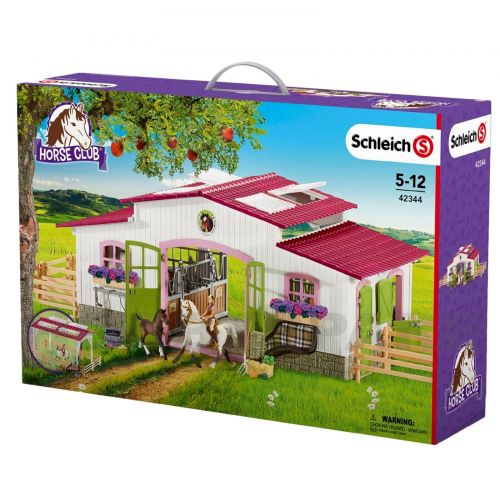 Schleich NEW SCHLEICH HORSE CLUB STABLE RIDING CENTRE with HORSES & ACCESSORIES 42344