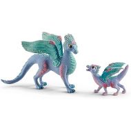 Schleich Bayala Toys and Figurines - Flying Flower Mother and Small Baby Dragon, Action Figure Kid Toys and Dolls, Girls and Boys Ages 5 and Above , 2 Piece Set