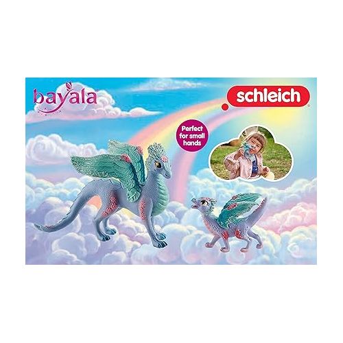  Schleich Bayala Toys and Figurines - Flying Flower Mother and Small Baby Dragon, Action Figure Kid Toys and Dolls, Girls and Boys Ages 5 and Above , 2 Piece Set