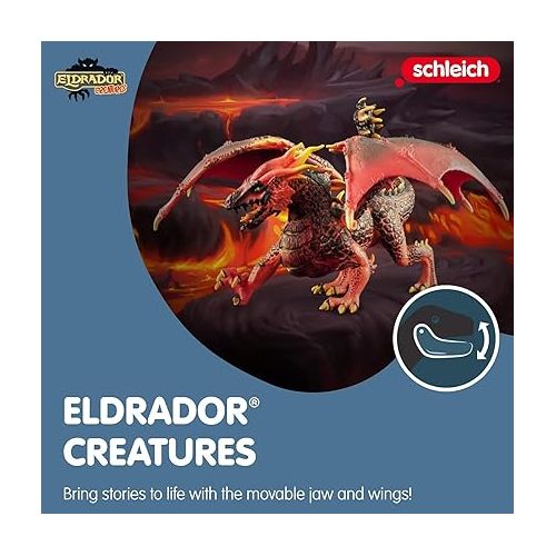  schleich ELDRADOR CREATURES - Lava Dragon, ELDRADOR CREATURES Red Dragon Toy Figurine with Moveable Wings, For Children Ages 7+