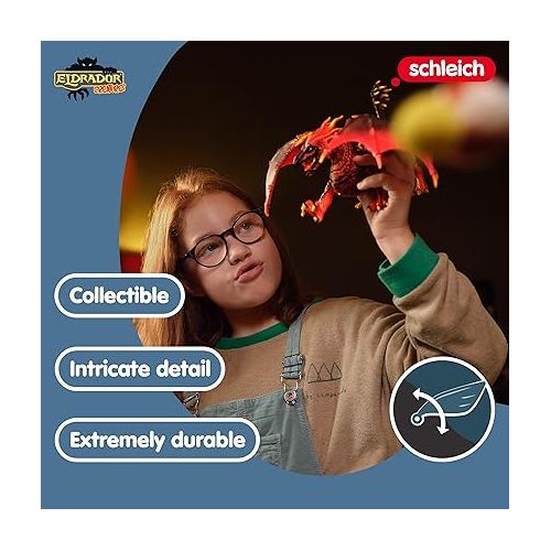  schleich ELDRADOR CREATURES - Lava Dragon, ELDRADOR CREATURES Red Dragon Toy Figurine with Moveable Wings, For Children Ages 7+