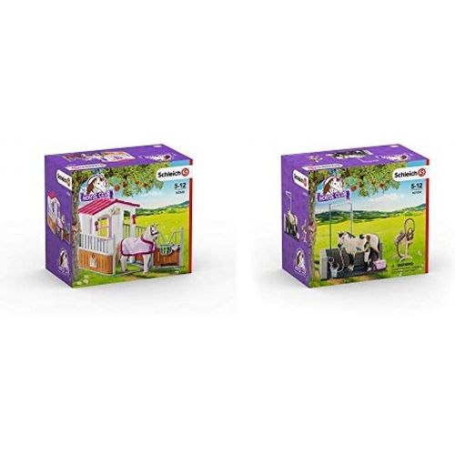  Schleich 42368 - Pferdebox mit Lusitano Stute & 42104 - Waschplatz