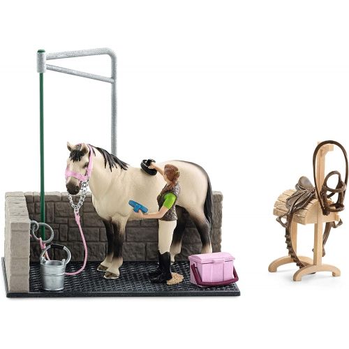  Schleich 42368 - Pferdebox mit Lusitano Stute & 42104 - Waschplatz