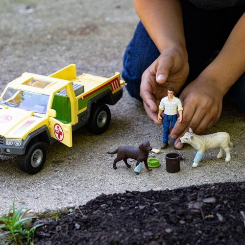  Schleich Farm World 12-Piece Veterinarian and Truck Toy Set with Animal Toys for Kids Ages 3-8