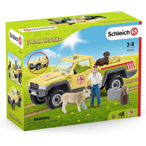  Schleich Farm World 12-Piece Veterinarian and Truck Toy Set with Animal Toys for Kids Ages 3-8