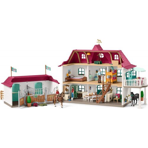  Schleich Horse Club 70-Piece Lakeside Country Dollhouse and Horse Stable Playset for Kids Ages 5-12