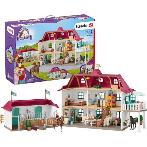  Schleich Horse Club 70-Piece Lakeside Country Dollhouse and Horse Stable Playset for Kids Ages 5-12