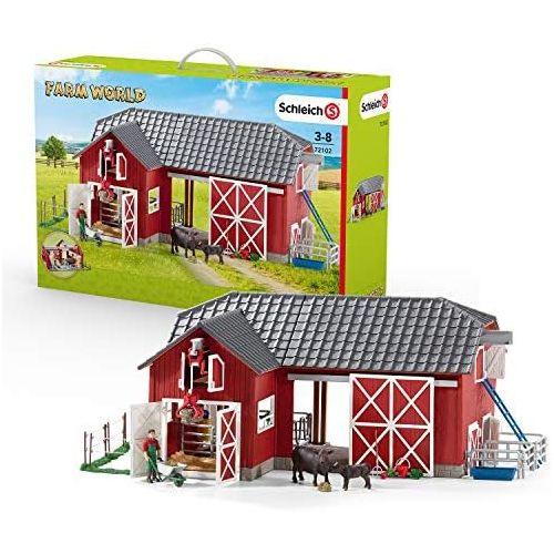  Schleich 72102 Barn with Animals and Accessories Action Figures, One Size, Red