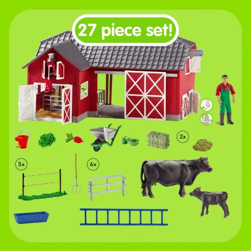  Schleich 72102 Barn with Animals and Accessories Action Figures, One Size, Red