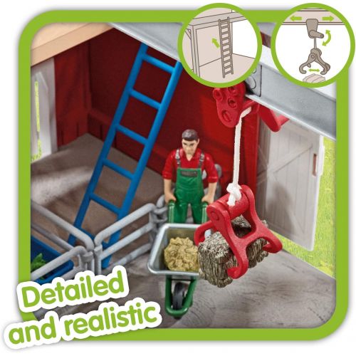  Schleich 72102 Barn with Animals and Accessories Action Figures, One Size, Red