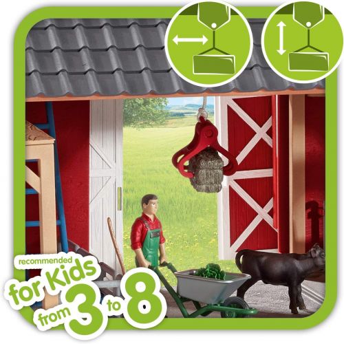  Schleich 72102 Barn with Animals and Accessories Action Figures, One Size, Red