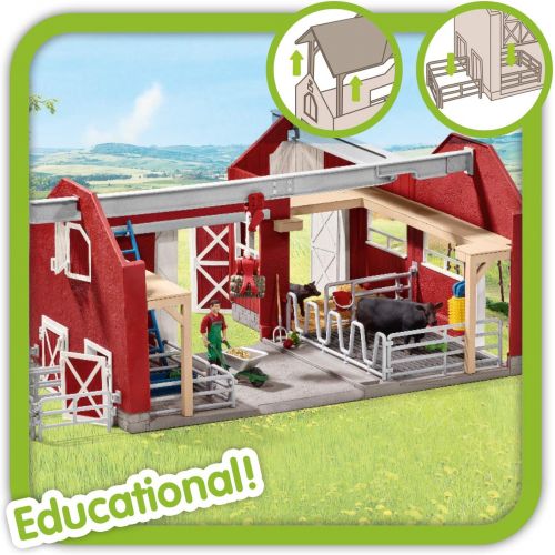  Schleich 72102 Barn with Animals and Accessories Action Figures, One Size, Red