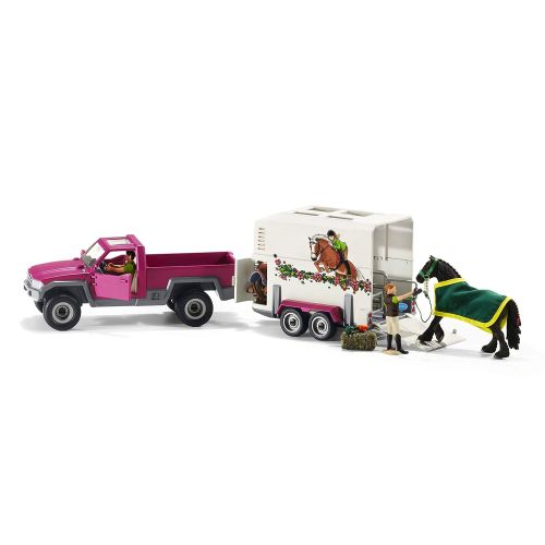  Schleich North America Pick Up with Horse Trailer Playset