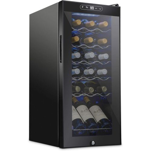  [아마존베스트]Schmecke 18 Bottle Compressor Wine Cooler Refrigerator w/Lock | Large Freestanding Wine Cellar | 41f-64f Digital Temperature Control Wine Fridge For Red, White, Champagne or Sparkl