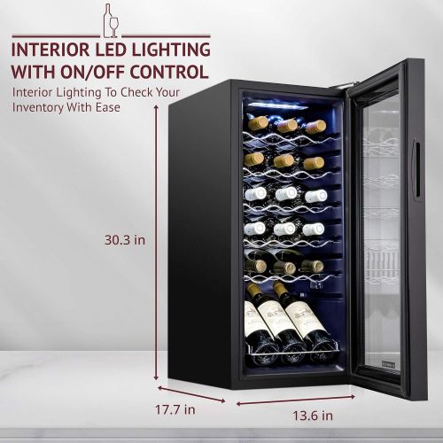  [아마존베스트]Schmecke 18 Bottle Compressor Wine Cooler Refrigerator w/Lock | Large Freestanding Wine Cellar | 41f-64f Digital Temperature Control Wine Fridge For Red, White, Champagne or Sparkl