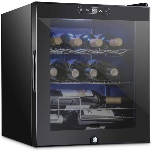  [아마존베스트]Schmecke 12 Bottle Compressor Wine Cooler Refrigerator w/Lock | Large Freestanding Wine Cellar | 41f-64f Digital Temperature Control Wine Fridge For Red, White, Champagne or Sparkl