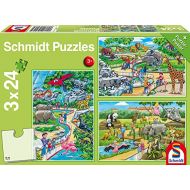 [아마존 핫딜]  [아마존핫딜]Schmidt Spiele Puzzle 56218, gruen, EIN EIN Tag im Zoo, 3x24 Teile