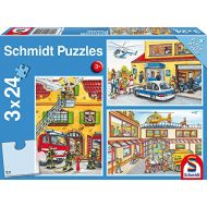 [아마존 핫딜]  [아마존핫딜]Schmidt Spiele Puzzle 56215, hellblau, Feuerwehr und Polizei, 3x24 Teile