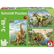 [아마존 핫딜]  [아마존핫딜]Schmidt Spiele Puzzle 56202, gruen, Abenteuer mit den Dinosauriern, 3x48 Teile