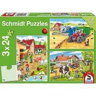 [아마존 핫딜]  [아마존핫딜]Schmidt Spiele Puzzle 56216, gruen, Auf dem Bauernhof, 3x24 Teile
