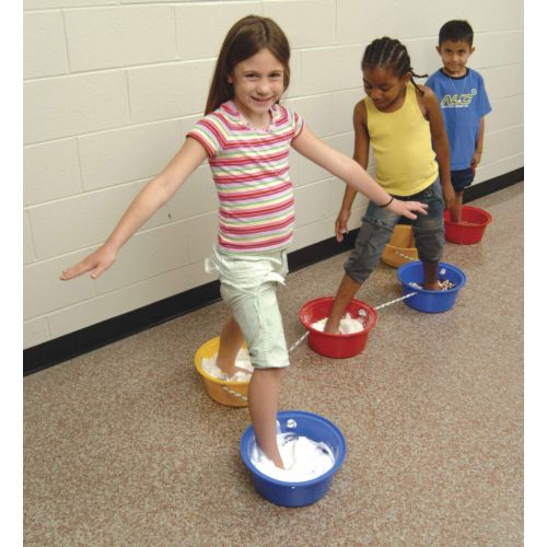  School Smart Stepping Buckets Balance Builders - 5 x 12 inch - Set of 6 - 2 Each of 3 Primary Colors - 018901